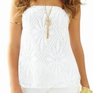 Lilly Pulitzer Delray Diamond Strapless Top – White, Size Small